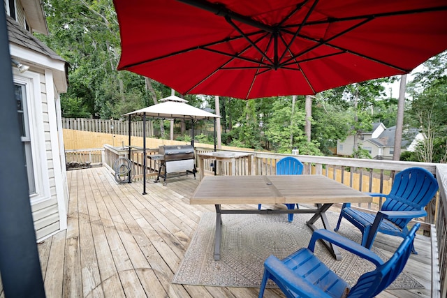 3943 Carson Cutoff, Martinez, GA 30907 - wooden deck featuring outdoor dining space, area for grilling, and view of scattered trees