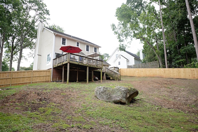 3943 Carson Cutoff, Martinez, GA 30907 - rear view of house with a deck, stairs, a chimney, and a fenced backyard