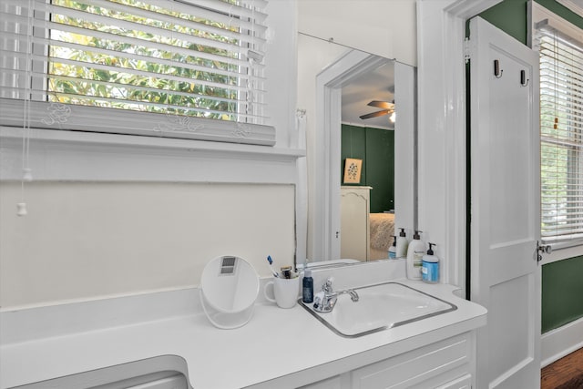 bathroom with a sink and a ceiling fan