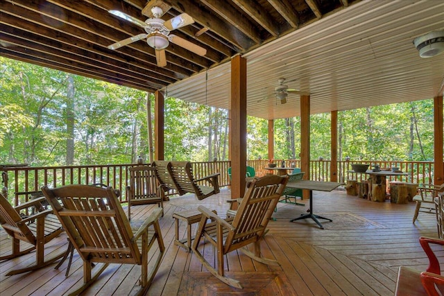 deck featuring ceiling fan