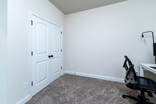 view of carpeted home office