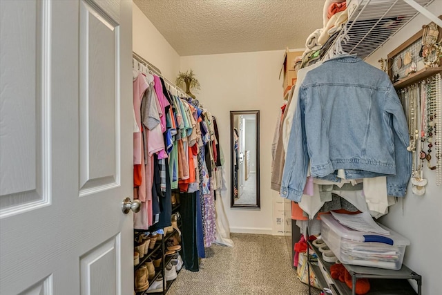 spacious closet with carpet floors