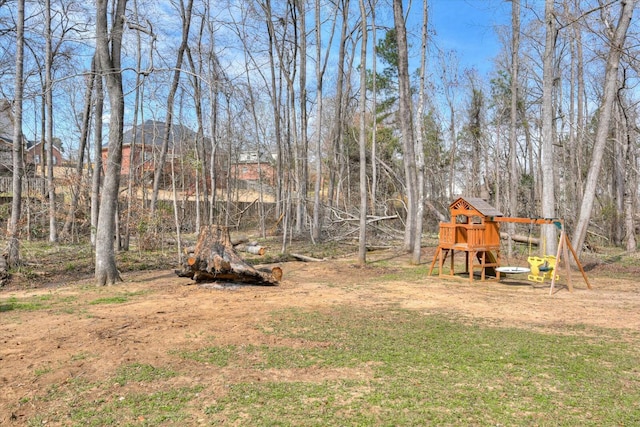 view of yard with a playground