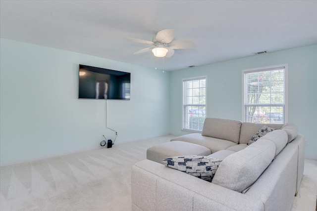 109 Mitchell Dr, North Augusta, SC 29860 - carpeted living area featuring a ceiling fan and baseboards