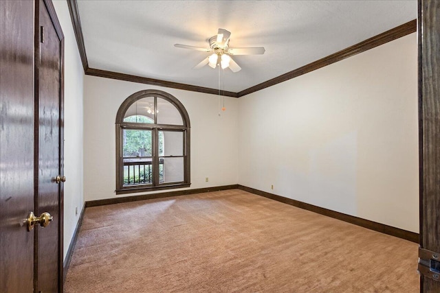 5114 Fairington Dr, Evans, GA 30809 - empty room with baseboards, ornamental molding, ceiling fan, and carpet floors