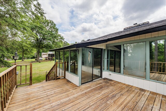 6 Shaddohill Pl, North Augusta, SC 29860 - wooden terrace featuring a lawn and a sunroom