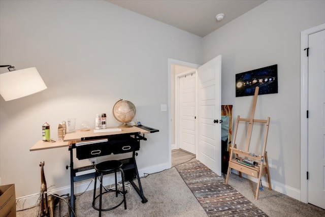 view of carpeted home office