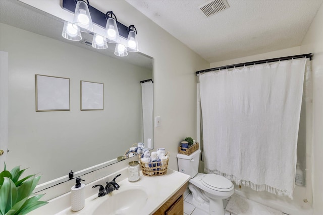 120 Stone St, Harlem, GA 30814 - bathroom featuring vanity, a textured ceiling, tile patterned flooring, and shower / bathtub combination with curtain