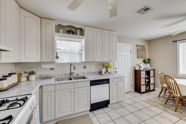 120 Stone St, Harlem, GA 30814 - kitchen featuring white dishwasher, a ceiling fan, light countertops, and light tile patterned floors