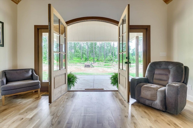 entryway with light wood-type flooring