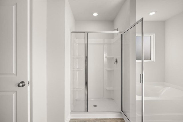 1257 Birch Cir, Grovetown, GA 30813 - full bath with a shower stall, a bath, and recessed lighting