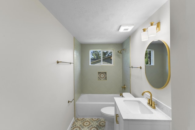 319 Indian Trl, Augusta, GA 30907 - full bathroom with toilet, vanity, healthy amount of natural light, a textured ceiling, and  shower combination