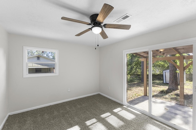 319 Indian Trl, Augusta, GA 30907 - spare room with plenty of natural light, carpet, baseboards, and ceiling fan