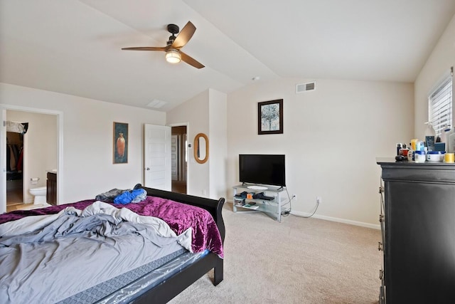 108 Sims Ct, Augusta, GA 30909 - bedroom featuring lofted ceiling, carpet floors, a ceiling fan, and connected bathroom
