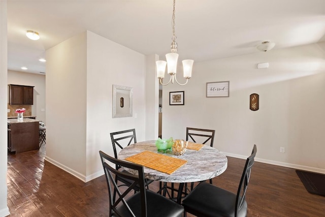 108 Sims Ct, Augusta, GA 30909 - dining room featuring dark wood-type flooring, a chandelier, and recessed lighting