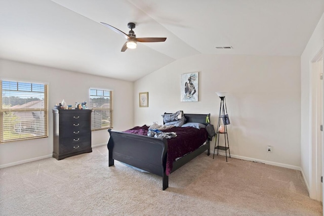 108 Sims Ct, Augusta, GA 30909 - bedroom featuring lofted ceiling, light colored carpet, and a ceiling fan