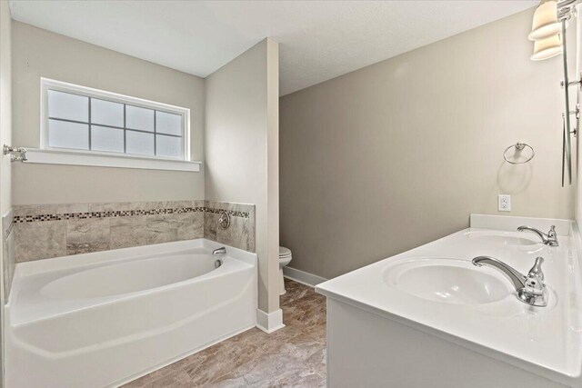 459 Sebastian Dr, Grovetown, GA 30813 - bathroom with a bath, double vanity, and marble finish floors