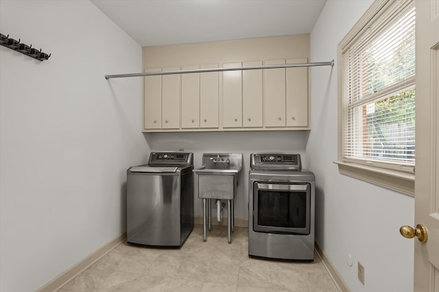 4119 N Knollcrest Cir, Martinez, GA 30907 - washroom featuring washing machine and dryer, cabinet space, and baseboards