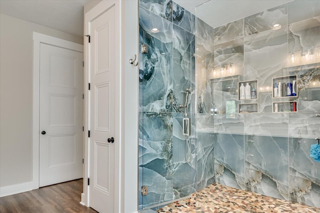 2550 Otts Ln, Harlem, GA 30814 - full bath featuring a marble finish shower and wood finished floors