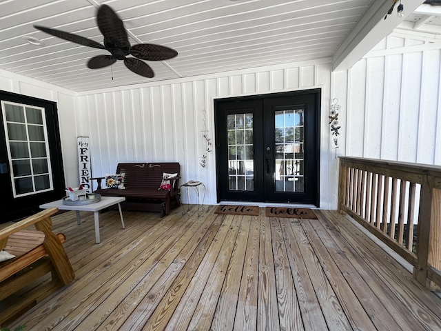 2786 Tudor Rd, Dearing, GA 30808 - deck featuring french doors and ceiling fan