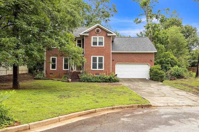 284 Mount Folly Rd, Augusta, GA 30907 - view of front facade with brick siding, concrete driveway, roof with shingles, and a front lawn