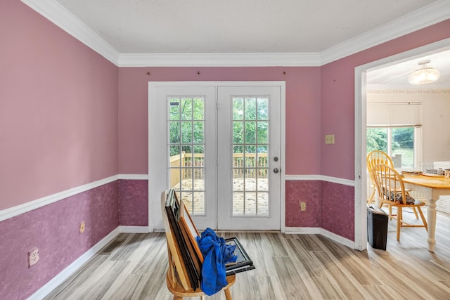 284 Mount Folly Rd, Augusta, GA 30907 - doorway with wood finished floors, plenty of natural light, baseboards, and crown molding