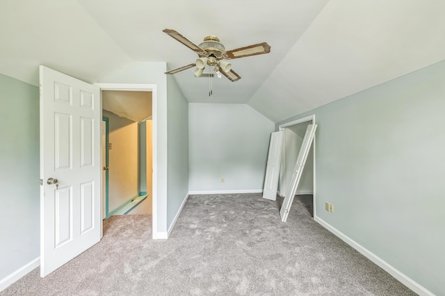 284 Mount Folly Rd, Augusta, GA 30907 - additional living space featuring vaulted ceiling, carpet floors, a ceiling fan, and baseboards