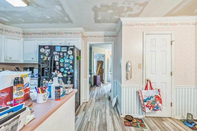284 Mount Folly Rd, Augusta, GA 30907 - hallway with light wood-style flooring, wainscoting, and ornamental molding