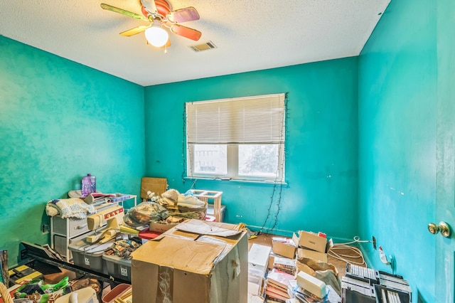 284 Mount Folly Rd, Augusta, GA 30907 - office area with a textured ceiling and a ceiling fan