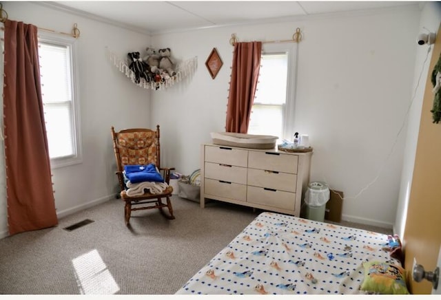 505 Ridgeland Dr, Sandersville, GA 31082 - bedroom featuring ornamental molding, multiple windows, and carpet floors