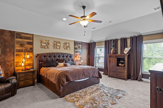 1206 Arcilla Pt, Martinez, GA 30907 - bedroom with carpet flooring, lofted ceiling, ceiling fan, and recessed lighting