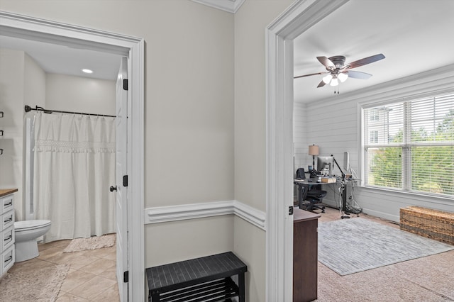 1206 Arcilla Pt, Martinez, GA 30907 - office area featuring ceiling fan and ornamental molding