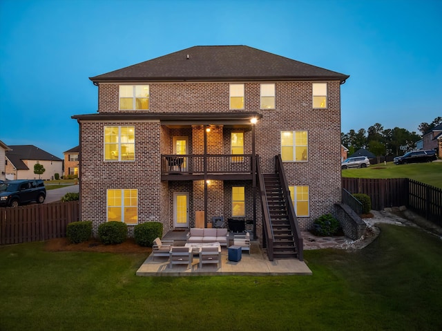 1206 Arcilla Pt, Martinez, GA 30907 - rear view of house with stairway, an outdoor living space, brick siding, and a patio