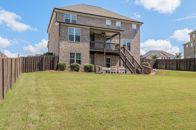 1206 Arcilla Pt, Martinez, GA 30907 - rear view of property with brick siding, stairway, a deck, and ceiling fan
