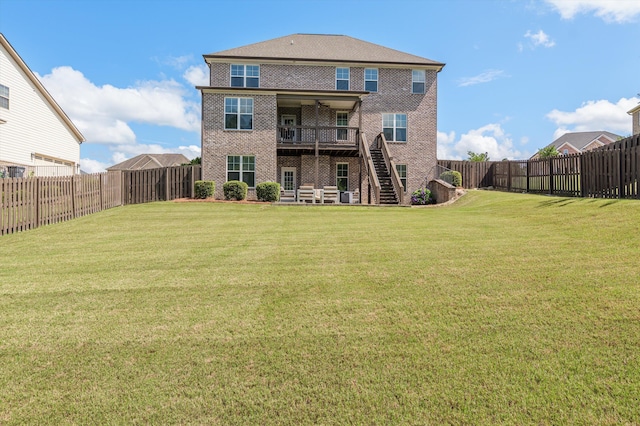 1206 Arcilla Pt, Martinez, GA 30907 - back of property with brick siding, a ceiling fan, and stairway