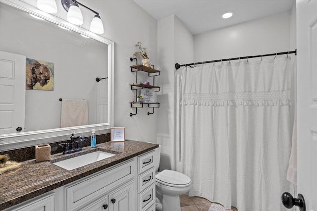 1206 Arcilla Pt, Martinez, GA 30907 - full bathroom with toilet, vanity, tile patterned floors, and a shower with shower curtain