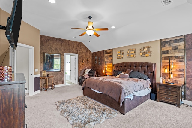 1206 Arcilla Pt, Martinez, GA 30907 - carpeted bedroom with lofted ceiling, baseboards, recessed lighting, and ceiling fan