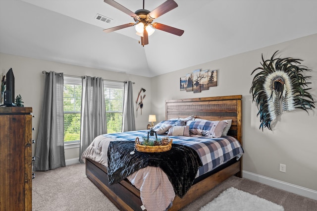 1206 Arcilla Pt, Martinez, GA 30907 - bedroom featuring carpet, lofted ceiling, baseboards, and ceiling fan
