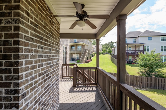 1206 Arcilla Pt, Martinez, GA 30907 - wooden terrace with a ceiling fan and a residential view