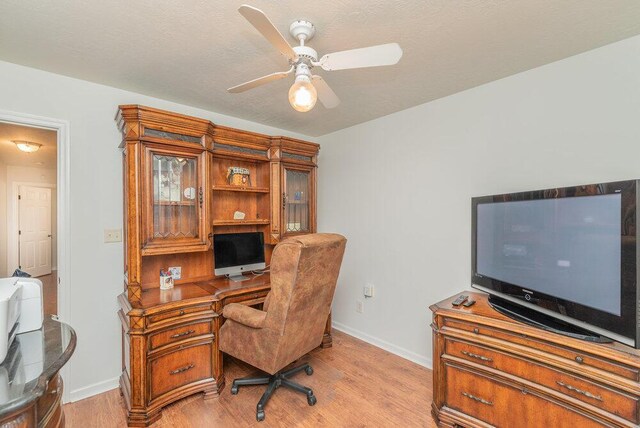 2108 Glenn Fls, Grovetown, GA 30813 - office area featuring baseboards, light wood-type flooring, and ceiling fan