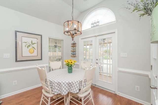 2108 Glenn Fls, Grovetown, GA 30813 - dining room with a chandelier, baseboards, wood finished floors, and french doors