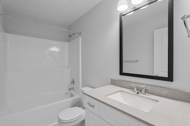 full bathroom featuring vanity, shower / bathtub combination, and toilet