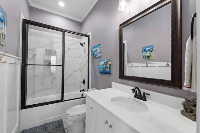 1037 Bartram Rdg, Evans, GA 30809 - bathroom featuring crown molding, vanity, and shower / bath combination with glass door
