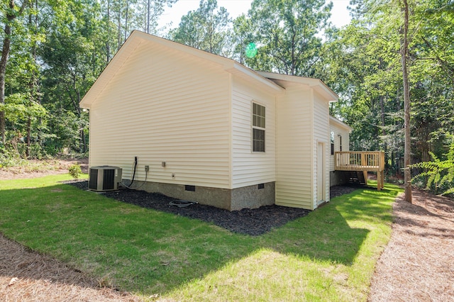 502 Shadowmoor Ct, Thomson, GA 30824 - view of property exterior featuring crawl space, a yard, and a deck
