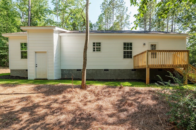 502 Shadowmoor Ct, Thomson, GA 30824 - back of house with crawl space, a deck, and stairway