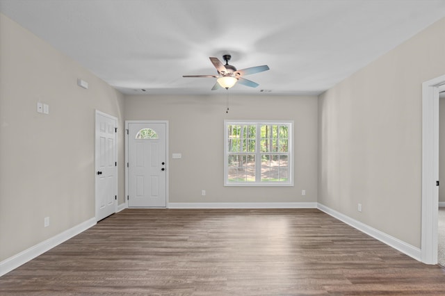502 Shadowmoor Ct, Thomson, GA 30824 - entrance foyer with ceiling fan and wood finished floors