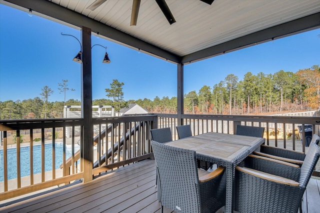 wooden terrace with ceiling fan