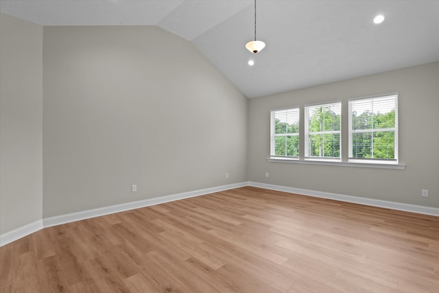 651 Moose Club Rd, Thomson, GA 30824 - unfurnished room featuring vaulted ceiling, light wood-style floors, recessed lighting, and baseboards