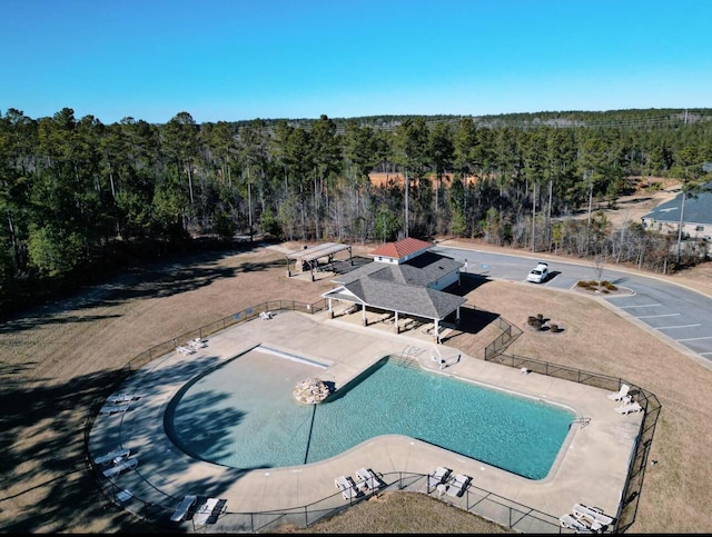 aerial view with a forest view