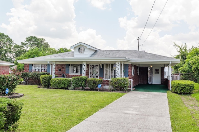 118 E Hale St, Augusta, GA 30901 - view of front of property featuring driveway, brick siding, an attached carport, and covered porch